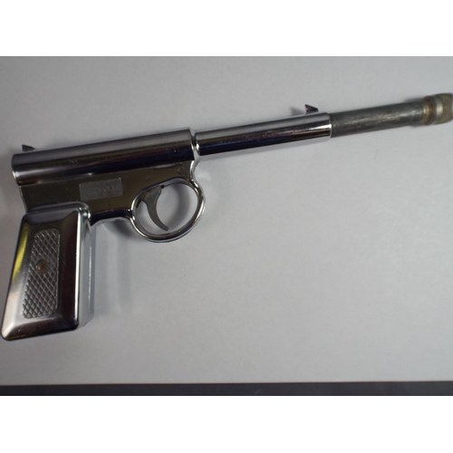 13 - Chrome GAT .177 Air pistol with three boxes of smooth Milbro slugs & targets.