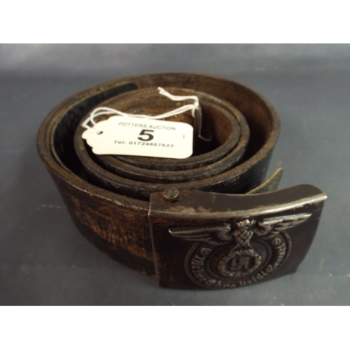 5 - WW2 German Leather Belt with SS Buckle