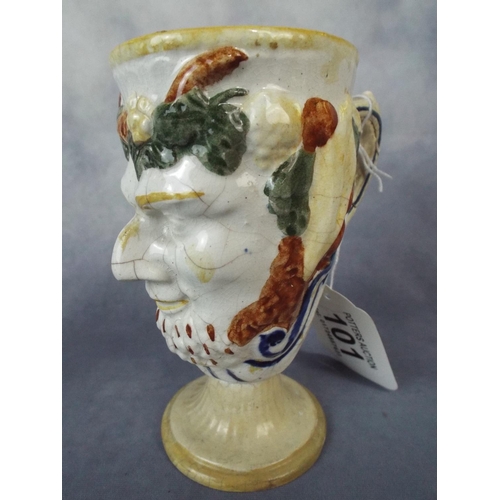 101 - Mixed lot comprising 18th Cent Bacchus frog mug plus Quimper clogs.