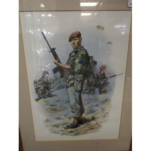 119 - Two framed and mounted WW2 Paratrooper Prints by Chas C Staddon