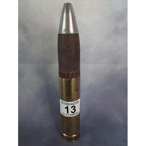 13 - Brass Cased 30mm Shell & Projectile