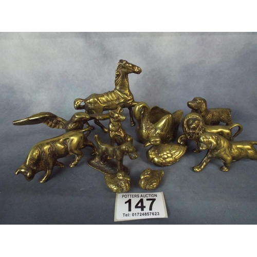 147 - Selection of heavy Solid brass animals