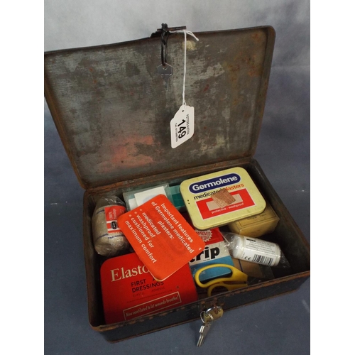 149 - Vintage metal first aid box with contents