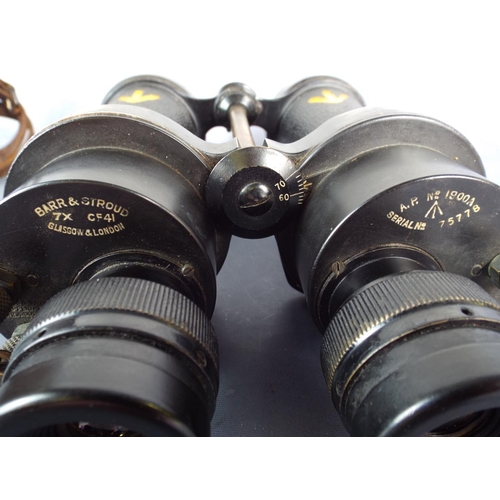 15 - Pair of WW2 Barr & Stroud Naval Binoculars with Anti Dazzle switch, Original leather case, arrowmark... 