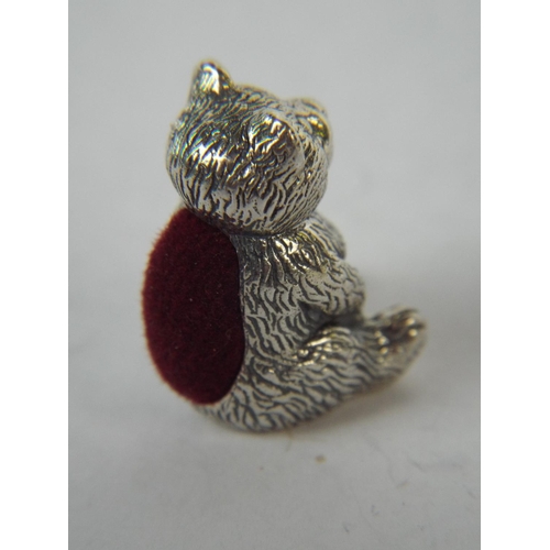 31 - 925 Silver Teddy Bear Pin cushion measuring just 18mm tall