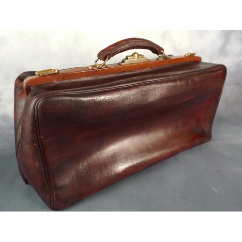 75 - Leather Victorian Doctors Bag, in very good condition with professional restoration & Stitching