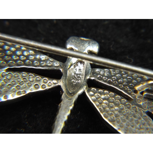 61 - solid silver Dragonfly brooch