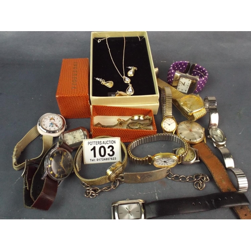 103 - Selction of Quartz and Mechanical Watches for spares or Repairs plus a hallmarked silver ID Bracelet