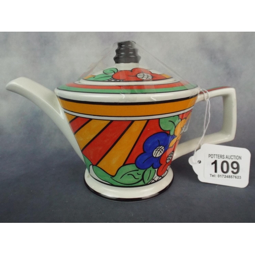 109 - Sadler Teapot inpired by Clarice Cliffe