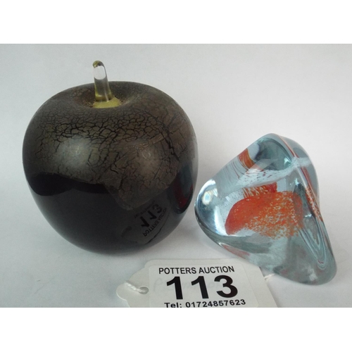 113 - Phoenix Glass and Caithness Pebble paperweight