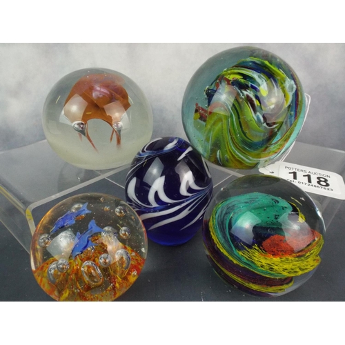 118 - Selection of Blown Glass Paperweights