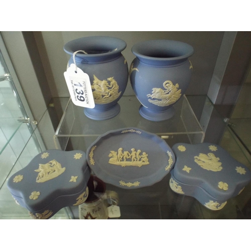 139 - Collection of Wedgewood Blue Jasperware