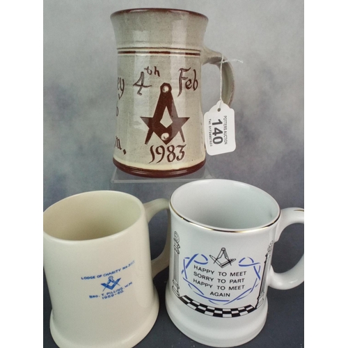 140 - Trio of Freemasonic Mugs