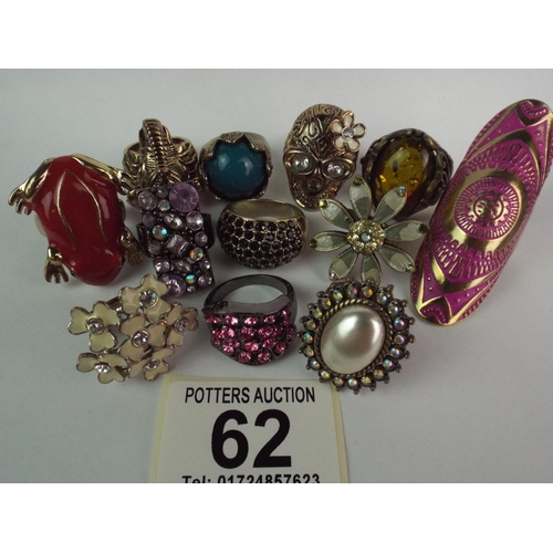 62 - 12 Good Quality Costume rings