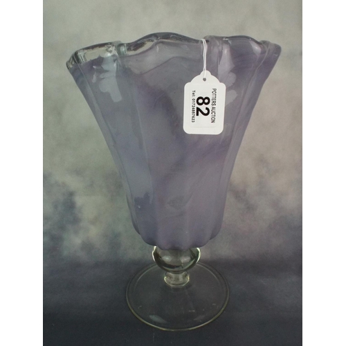 82 - Large Lavender Glass vase standing approx 14 inches tall