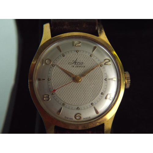 86 - Avia' 15 Jewel Mechanical Watch  with leather strap & Display box. ~Working order