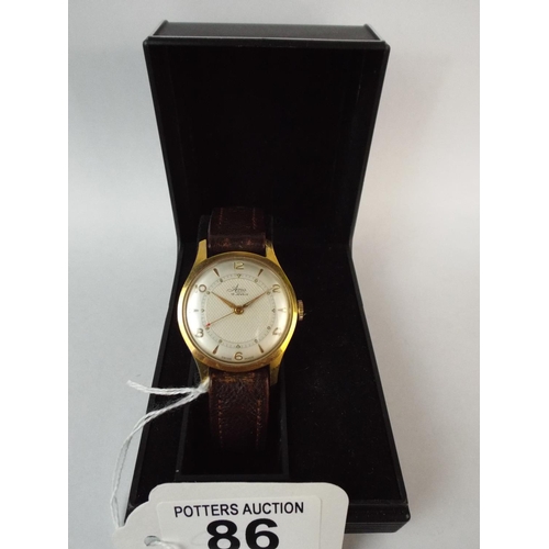 86 - Avia' 15 Jewel Mechanical Watch  with leather strap & Display box. ~Working order