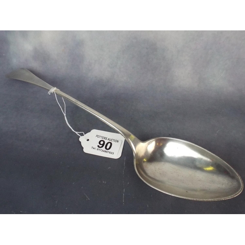 90 - Large Continental Silver Serving Spoon approx 14 inches long, 140g