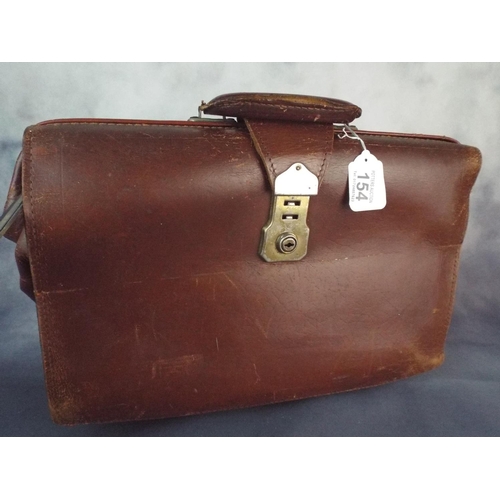 154 - Vintage Brown Leather Briefcase