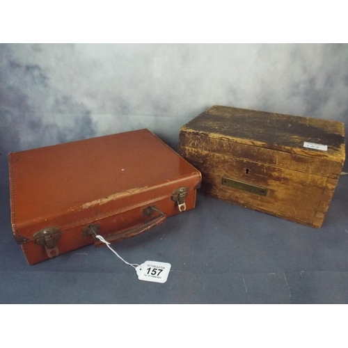 157 - Smll Evacuee style case together with a wooden box