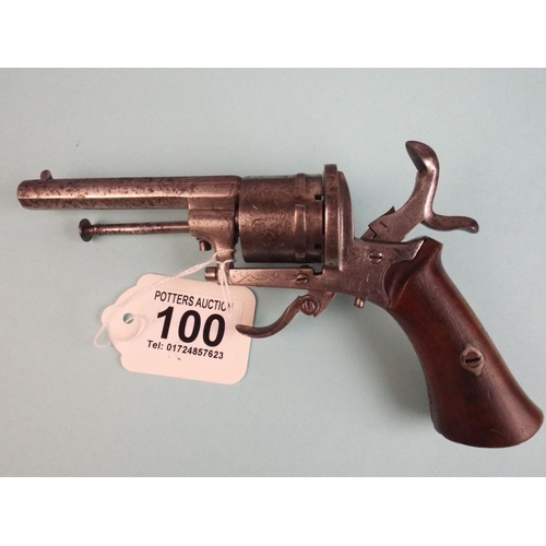 100 - Antique Pin fire revolver.