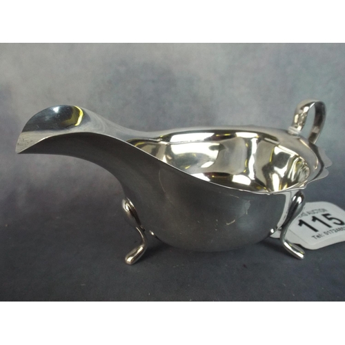 115 - Solid Silver Sauce Boat, Emil Viner, Hallmarked for Sheffield 1961   100g