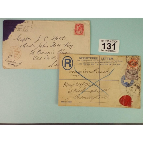 131 - Two Victorian Stamped envelope plus one 1930's stamped envelope