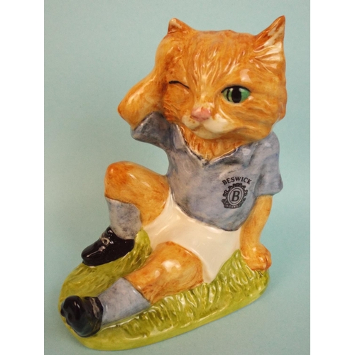 23 - Beswick Footballing Felines Collection ' Mee Ouch' 1349/1500 ltd ed Original Box