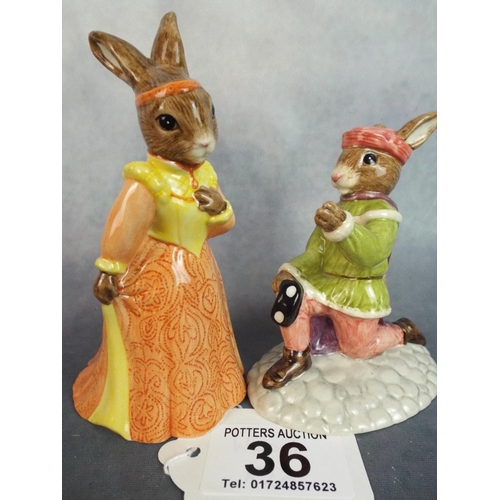 36 - Royal Doulton Bunnykins, Romeo & Juliet Figurines with Original Boxes.