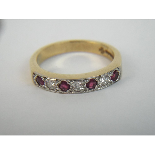 49 - 9ct Gold, Diamond & Ruby Set Ring.  3.7g Finger size 'O5'