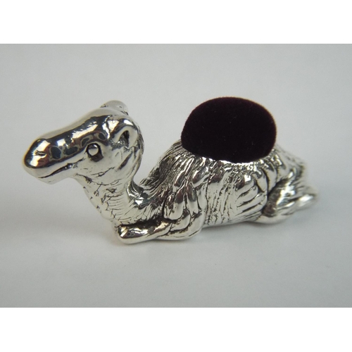 54 - 925 Silver Camel Pin Cushion.