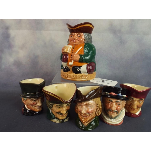 7 - Five Miniature Royal Doulton Character Jugs plus one Royal Doulton Toby 'Honest Measure'