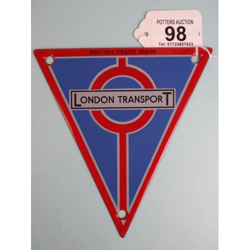 98 - Metal & Enamel London Transport Radiator Badge