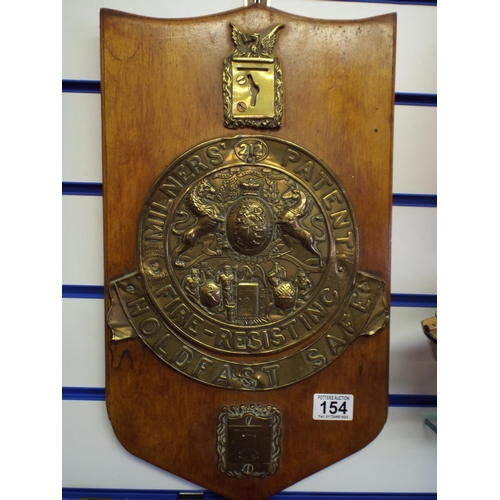 154 - Brass Safe Plaque on a Wooden Frame