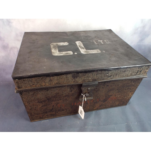 166 - Large metal Deed box