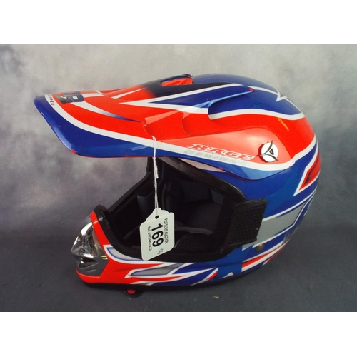 169 - Moto Cross  crash helmet with visor & face guard. Size XL