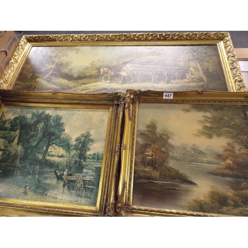 447 - Three Repro Oil Painting in Gilt Frames