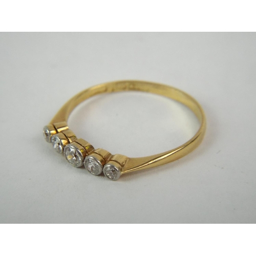 117 - 18ct Gold ring set with five diamonds.  1.8g  finger Size Q5