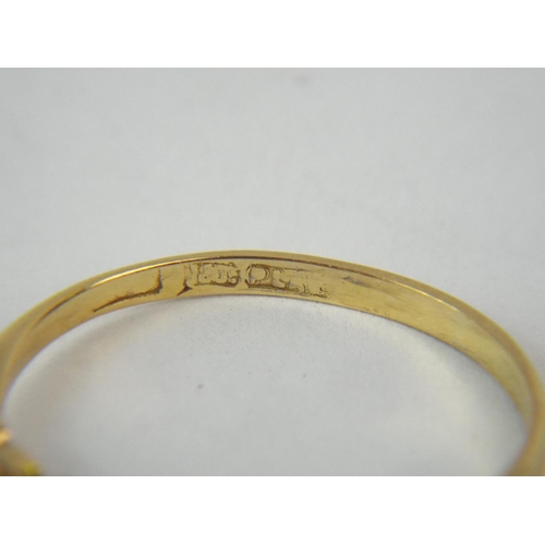 117 - 18ct Gold ring set with five diamonds.  1.8g  finger Size Q5