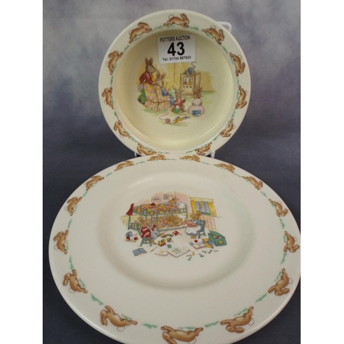 43 - Royal Doulton Bunnykins childs Bowl & Plate