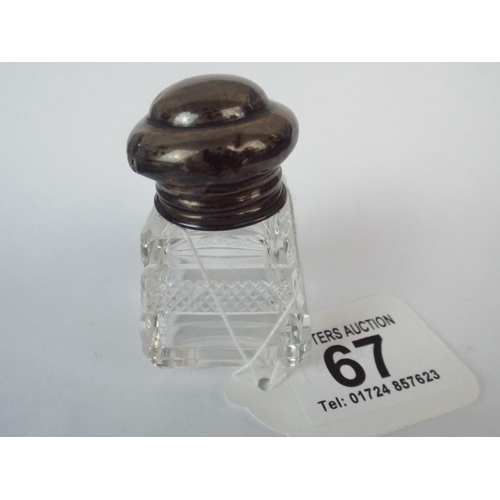 67 - Silver topped Scent bottle with original glass stopper, London Hallmark