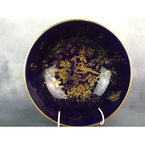 8 - Coalport enamelled bone china bowl on three feet, Slight a/f to foot.