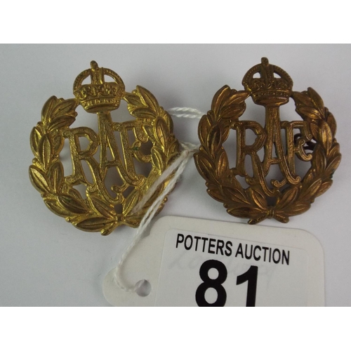 81 - Two RAF cap badges