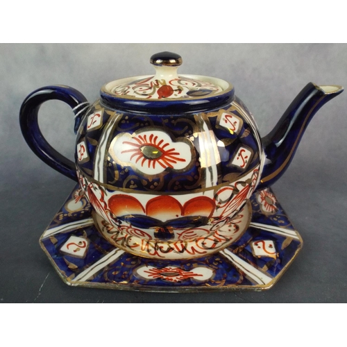 9 - Wade Heath Gaudy Welsh type Teapot & matching stand