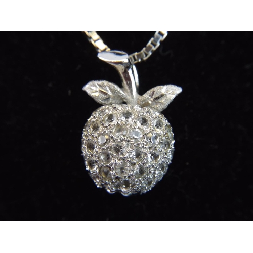 104 - 925 silver Marcasite Apple Pendant on a 925 20 inch chain.