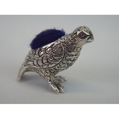 120 - 925 silver pincushion as a partridge