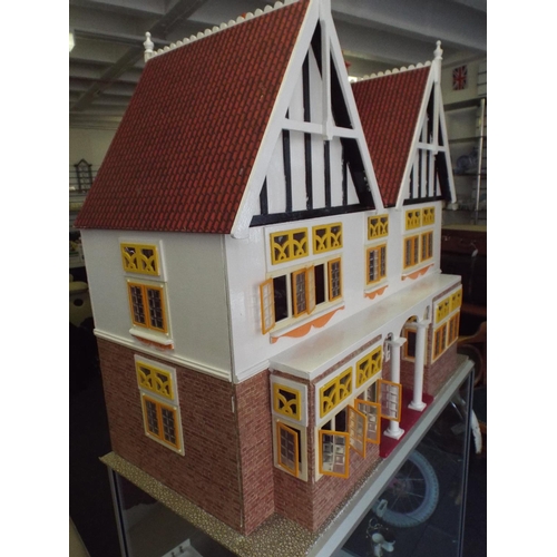 142 - Fabulous scratch built dolls house with lots of excellent scale model furniture