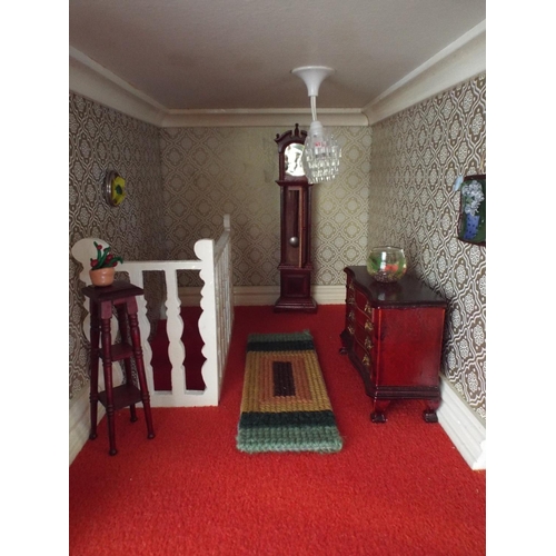 142 - Fabulous scratch built dolls house with lots of excellent scale model furniture