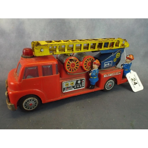 24 - Vintage Plastic & tinplate model of a fire engine.