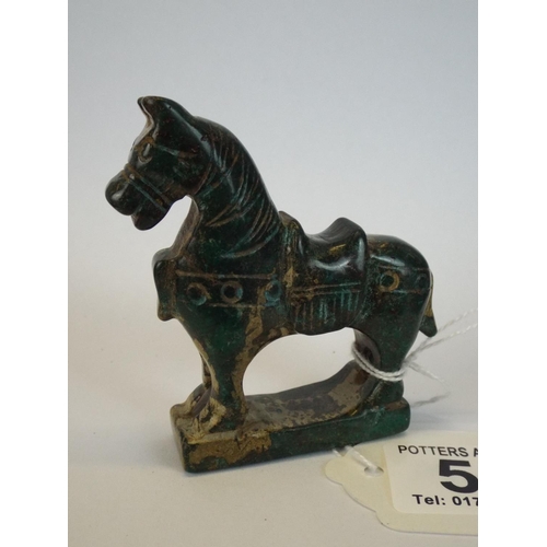 53 - Oriental hand carved tang style horse.